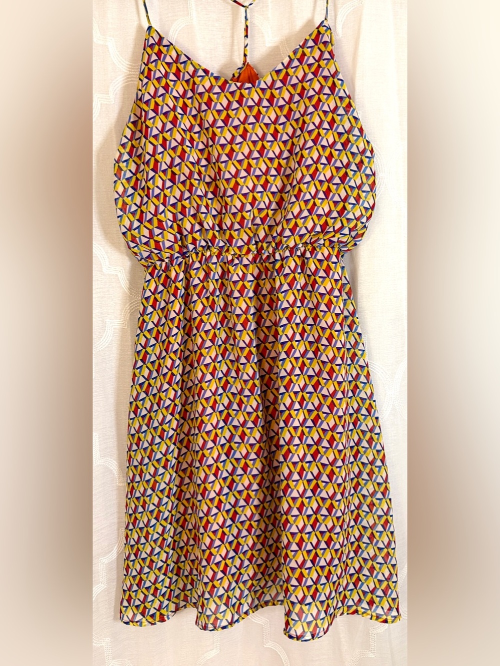 Vintage Teenplo USA Geometric Print Strappy Sundress Size Medium